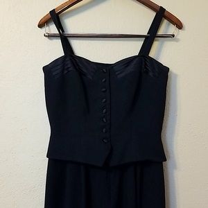 Vintage 90s Sweetheart Bust Pleated Black Jumpsuit